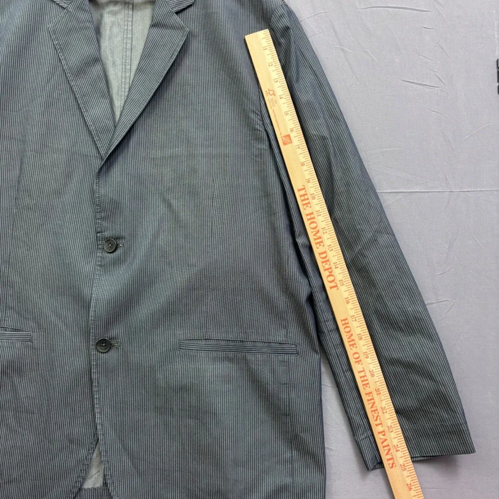 Alfani Mens XL Blue Pinstripe Two Button Blazer Cotton Blend Stretch Jacket